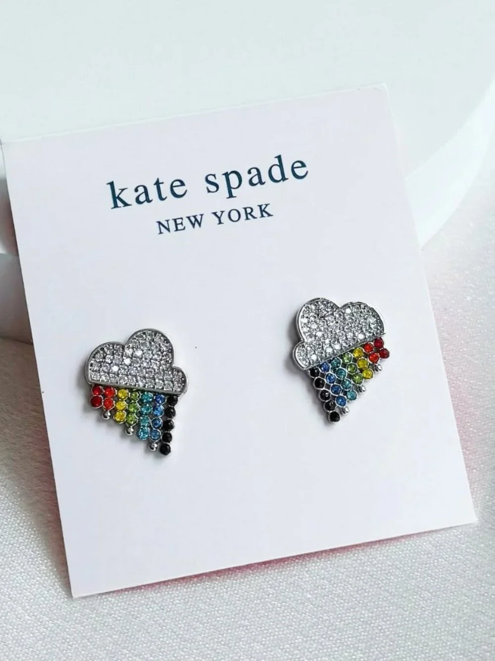 Kate Spade New York Pavé Crystal Rainbow Cloud Stud Earrings